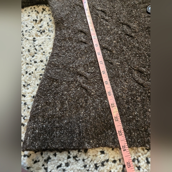 L.L.Bean Brown, Wool blend, Mock neck Cardigan. Size LG - Picture 8 of 12